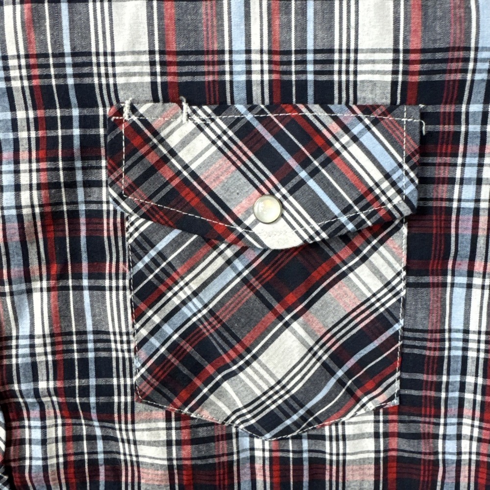 Roper Shirt Mens 2XL Red White Blue Plaid L/S Pearl Snap Western Cowboy - Picture 5 of 13